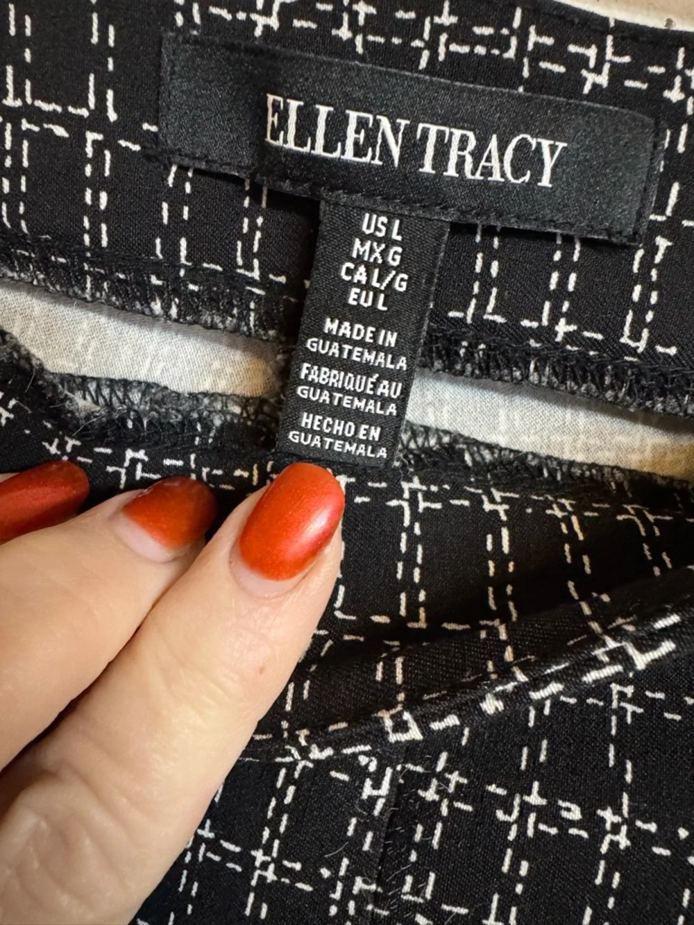Ellen Tracy SPRING/SUMMER Black/White Ankle Pants LARGE 12/14 #O - Picture 4 of 5